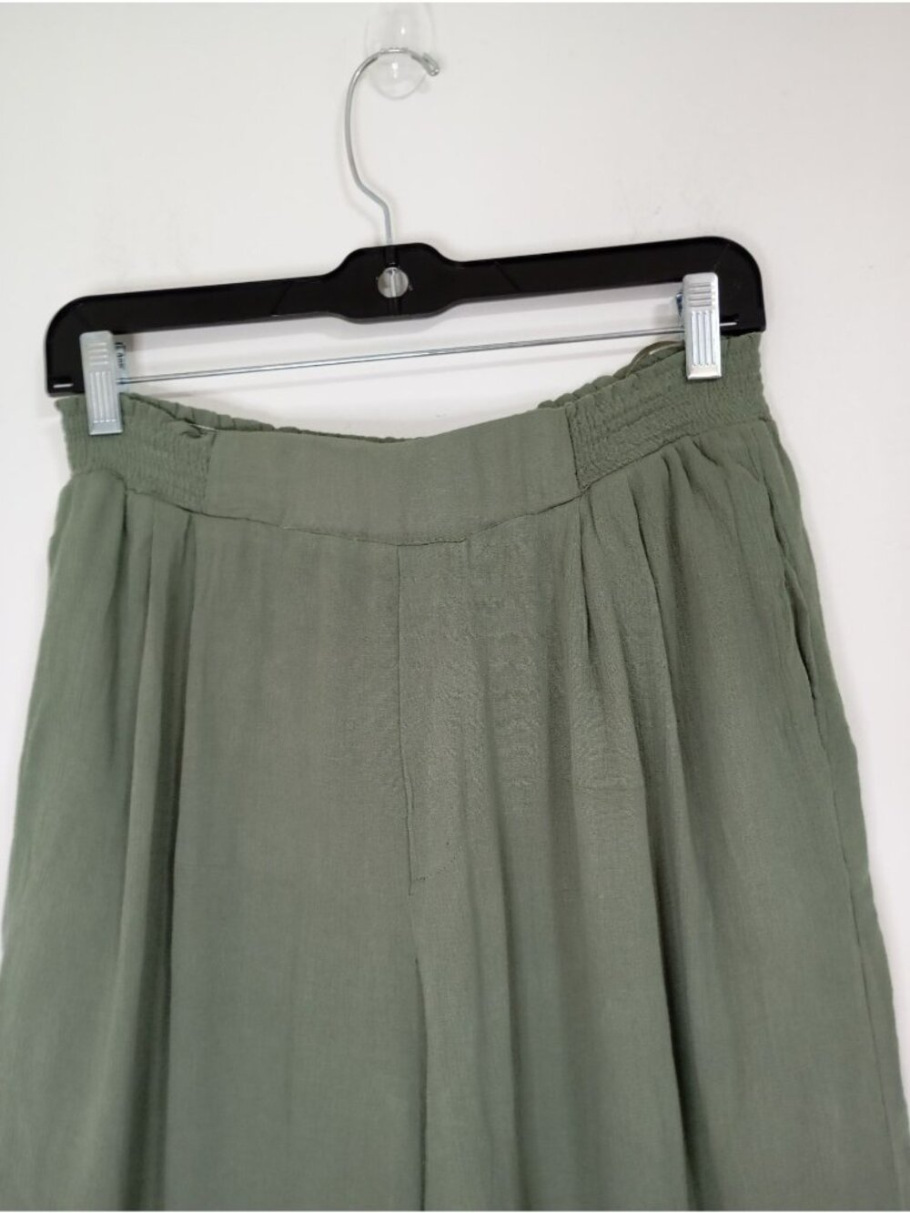 Mable Sage Green Wide-Leg High Waist Palazzo Pants Size L Summer Beach - Picture 4 of 13